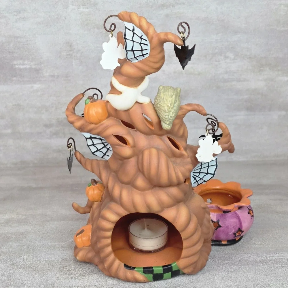 PartyLite Haunted Tealight Tree Candle Holder Halloween Spiders Ghost Bats P9065 - Picture 7 of 16